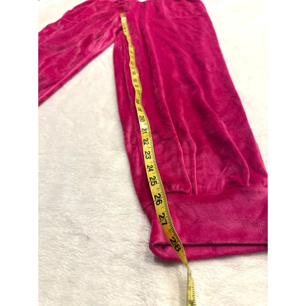 Juicy Couture Pink Velour Rhinestone Logo Loungewear Joggers Pants L 3263-118